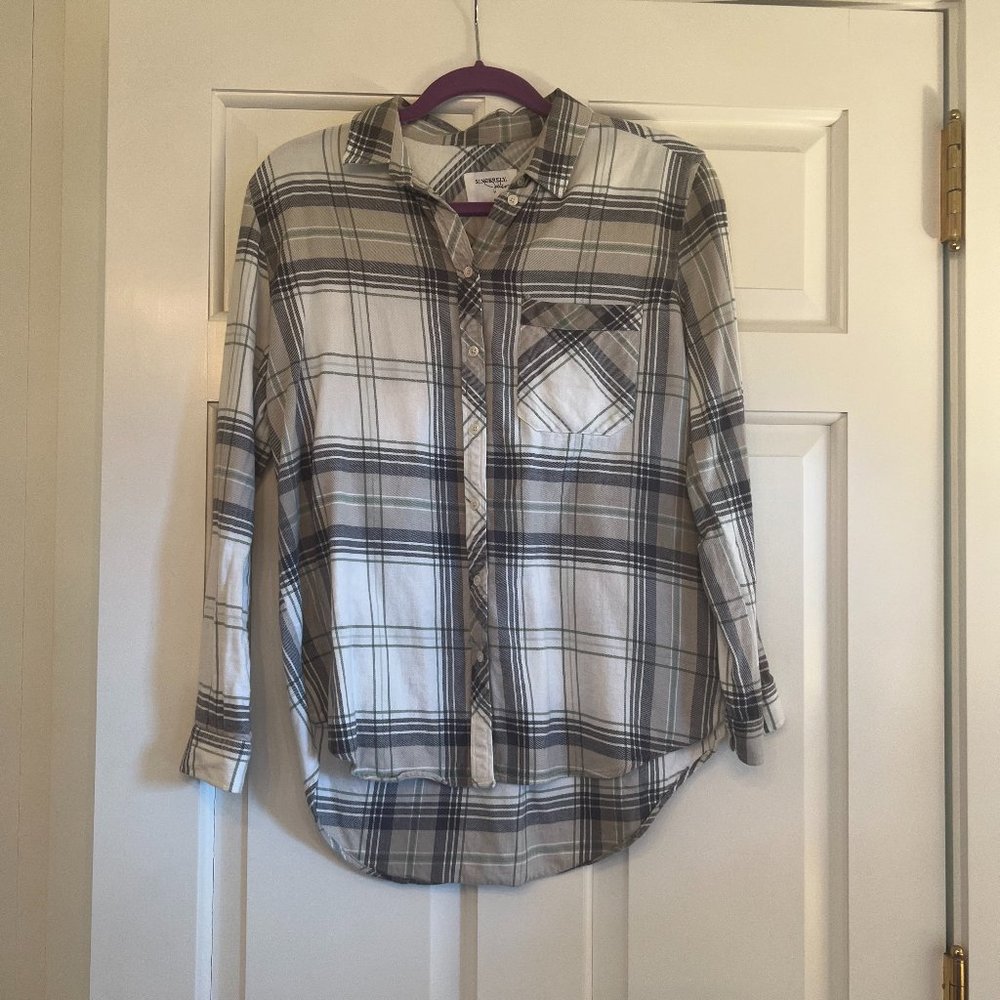 Sincerely Jules Grey and Blue Flannel, Size Medium